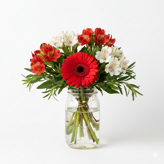 Christmas Lights Mason Jar Bouquet I