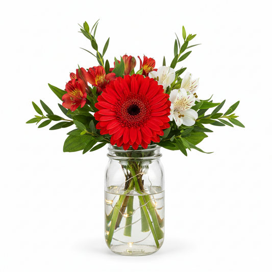 Christmas Flowers in Mason Jar I