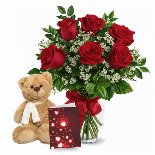 Half Dozen Sweetheart Rose Combo