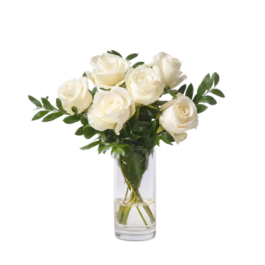 Half Dozen White Roses