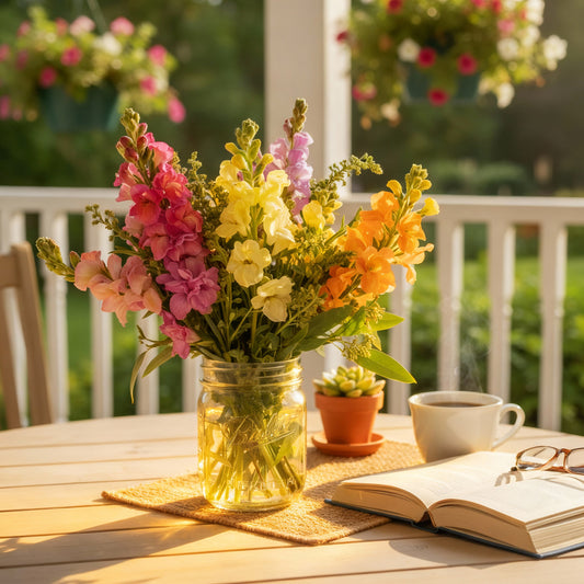 Super Snapdragons in Mason Jar – flower bouquet by Mel's Flowers New Zealand – view 2