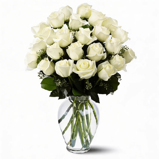 Two Dozen Long Stem White Roses