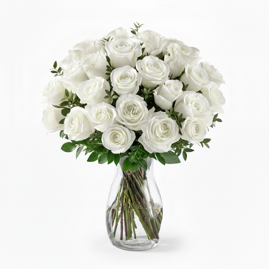 Two Dozen Long Stem White Roses