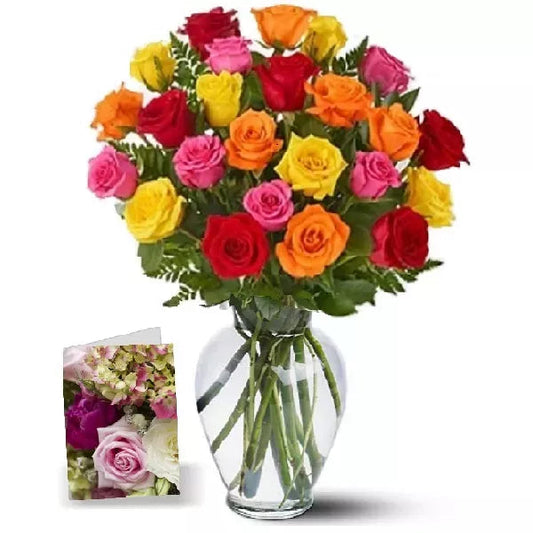 rose bouquet with a card