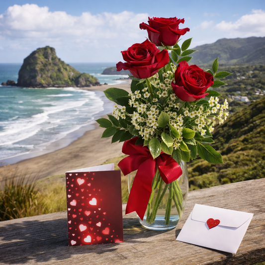 3 Red Roses & Card