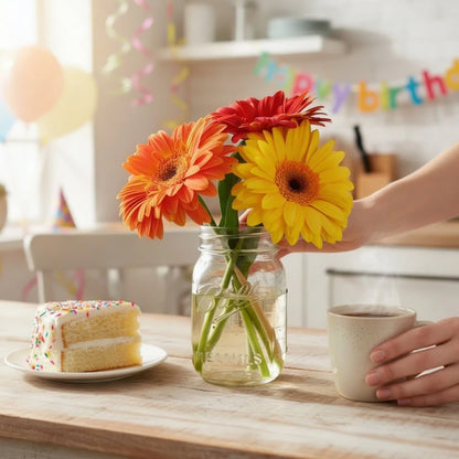 Gerbera Daisies in a Mason Jar - Flower Delivery New Zealand
