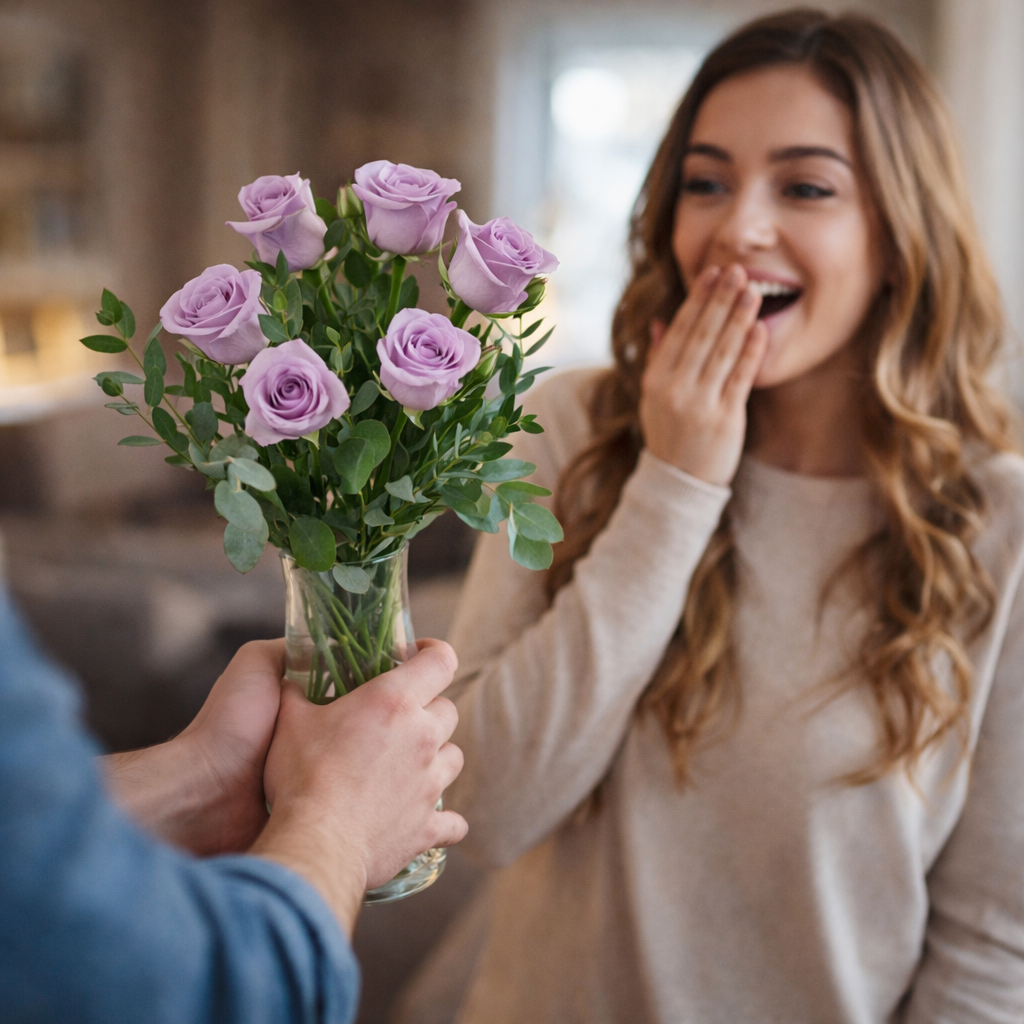 Half Dozen Lavender Roses - Flower Delivery New Zealand