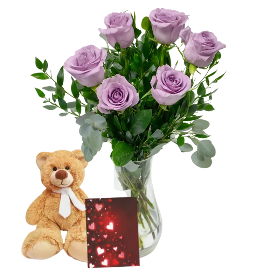 Half Dozen Lavendar Roses Combo