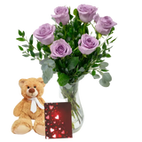 Half Dozen Lavendar Roses Combo - Flower Delivery New Zealand