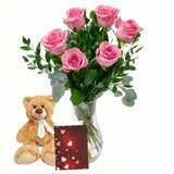 Half Dozen Pink Roses Combo - Flower Delivery New Zealand