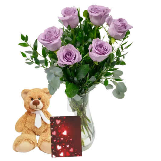 Half Dozen Lavendar Roses Combo