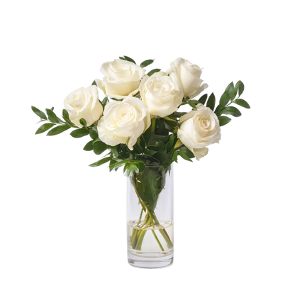 Half Dozen White Roses