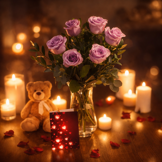 Half Dozen Lavendar Roses Combo