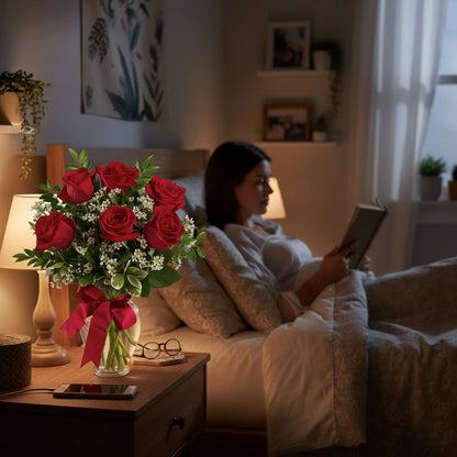 Half Dozen Long Stem Red Roses