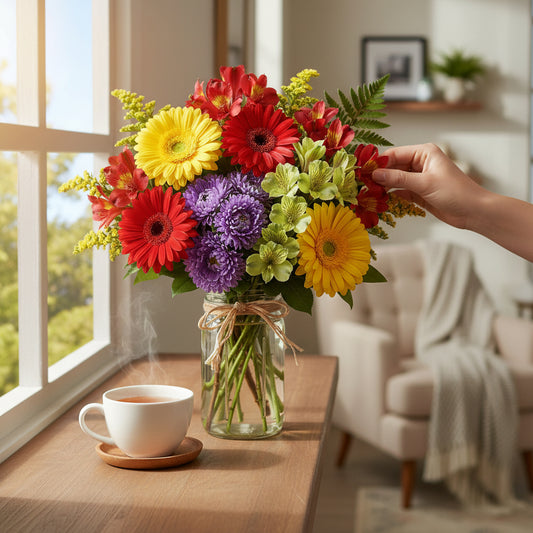 Hooray Bouquet in a Mason Jar – flower bouquet by Mel's Flowers New Zealand – view 2