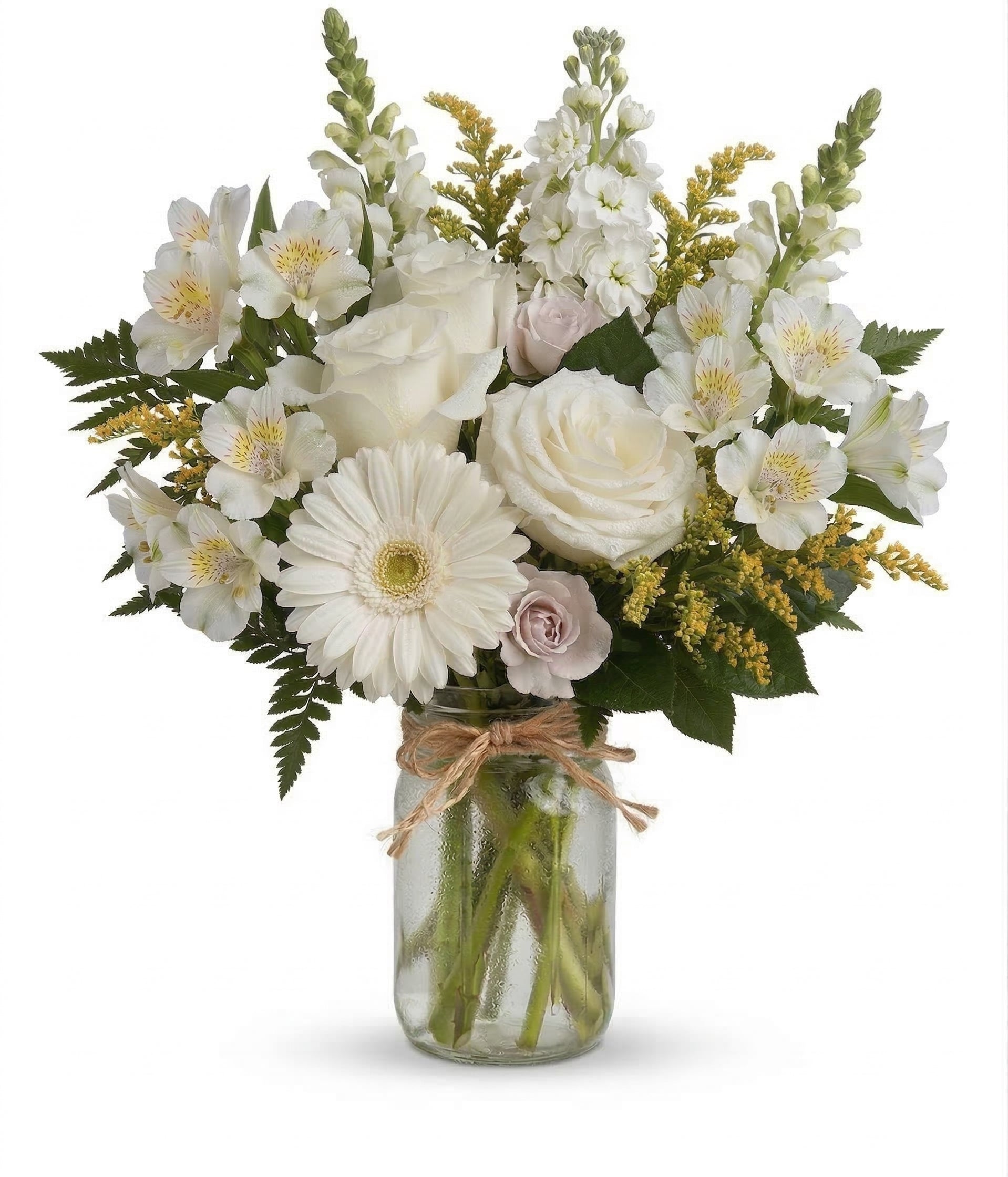 Peaceful Clouds in Mason Jar - Flower Delivery New Zealand