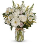 Peaceful Clouds in Mason Jar - Flower Delivery New Zealand