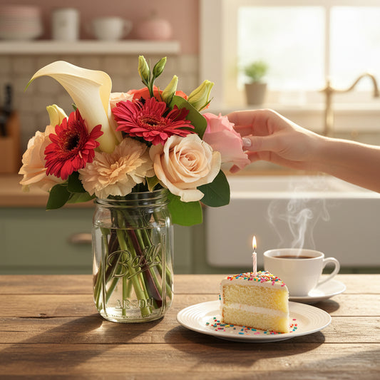 Sweet Summer in Mason Jar – flower bouquet by Mel's Flowers New Zealand – view 2