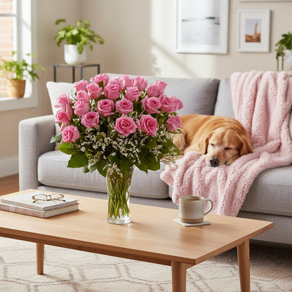 Two Dozen Long Stem Pink Roses