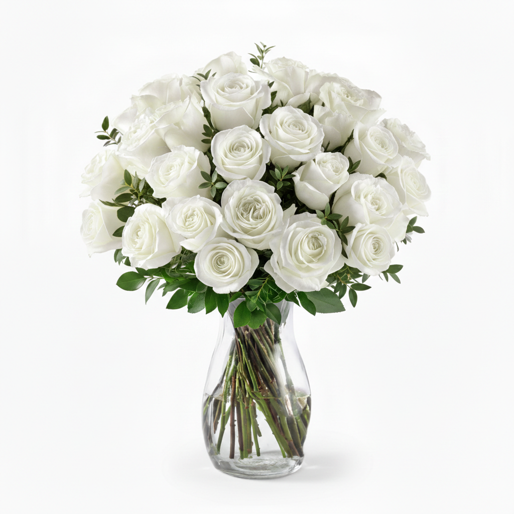 Two Dozen Long Stem White Roses