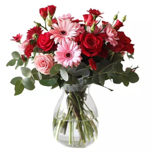 a bouquet of red roses